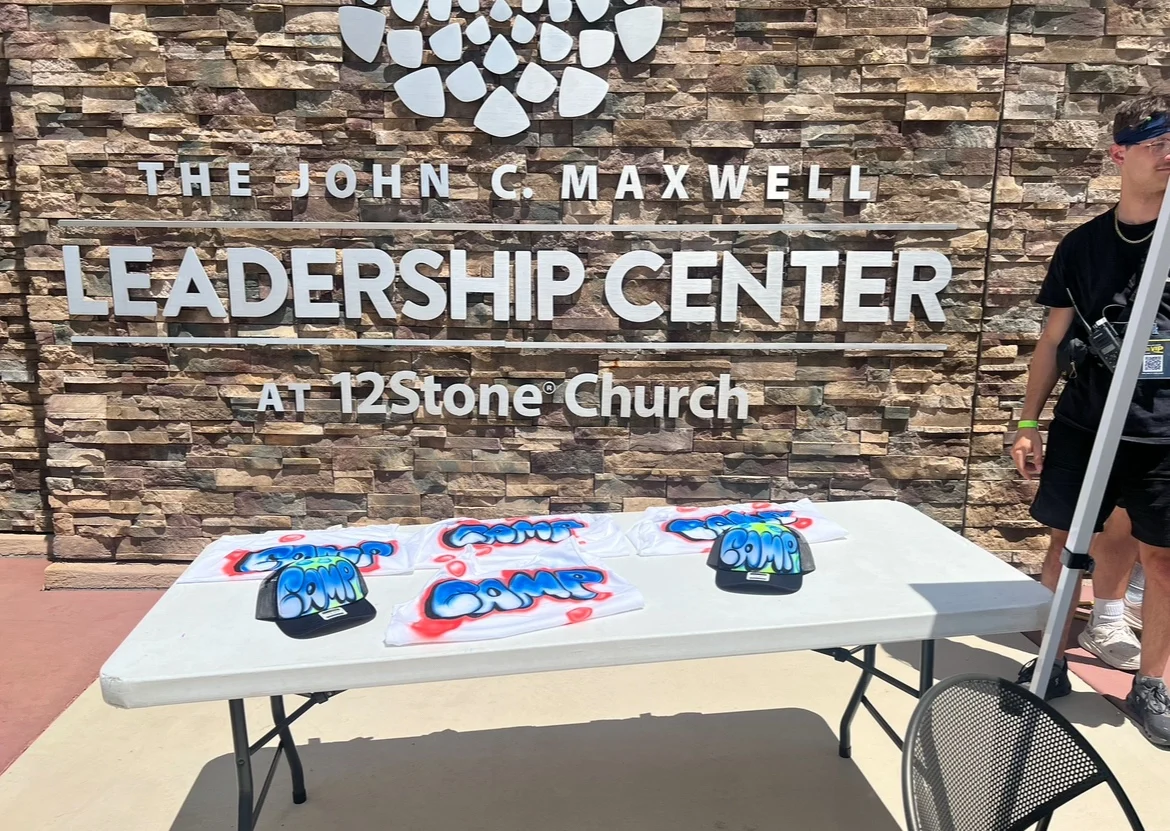 Airbrush display outside the John C. Maxwell Leadership Center at 12Stone Church