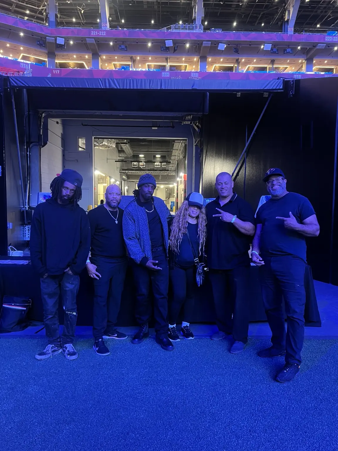 Airbrush artists gathered beside the field at Mercedes-Benz Stadium in Atlanta