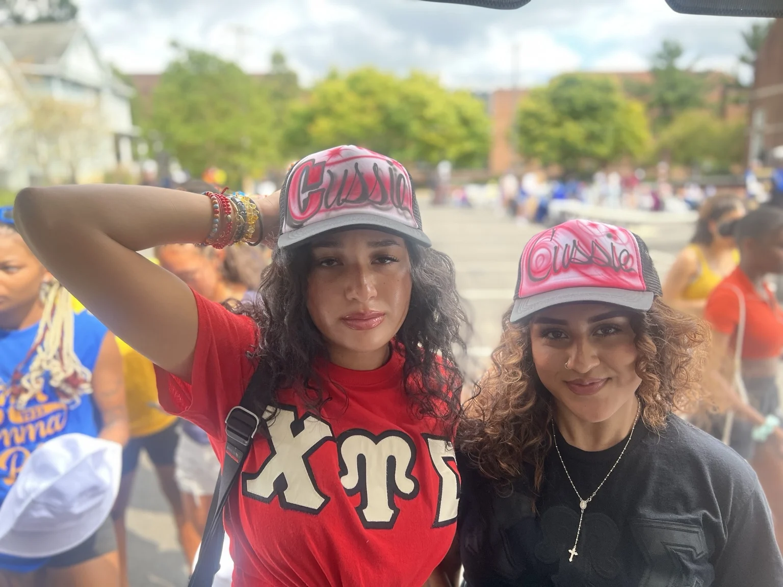 Delaware State University student with a personalized airbrushed hat — event photo 5