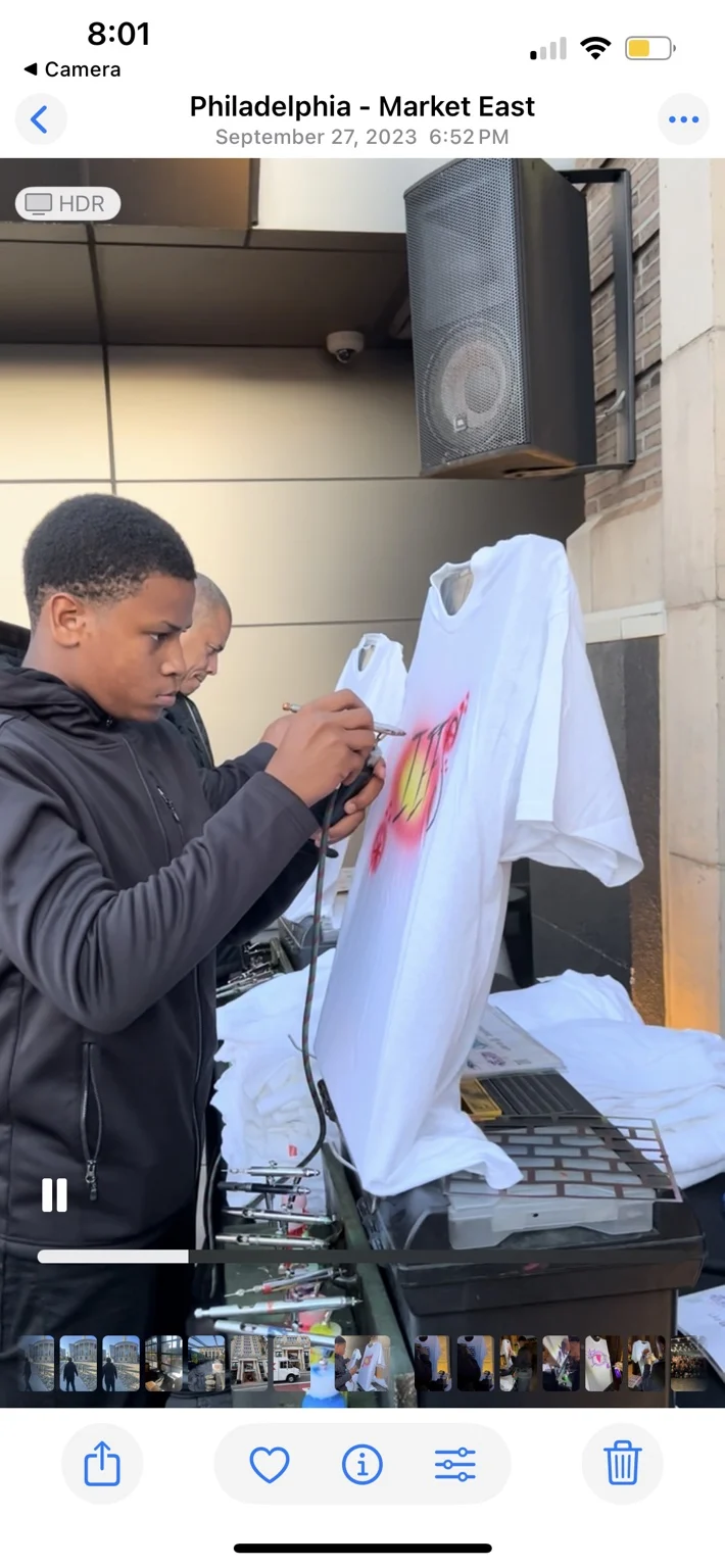 Live T-shirt painting station at the Target Philadelphia event